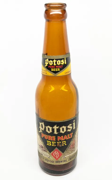 12 OZ IRTP PAPER LABEL BOTTLE POTOSI PURE MALT BEER WISCONSIN