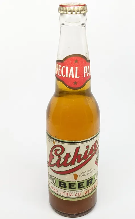 12 OZ IRTP PAPER LABEL BOTTLE LITHIA BEER WEST BEND WISCONSIN