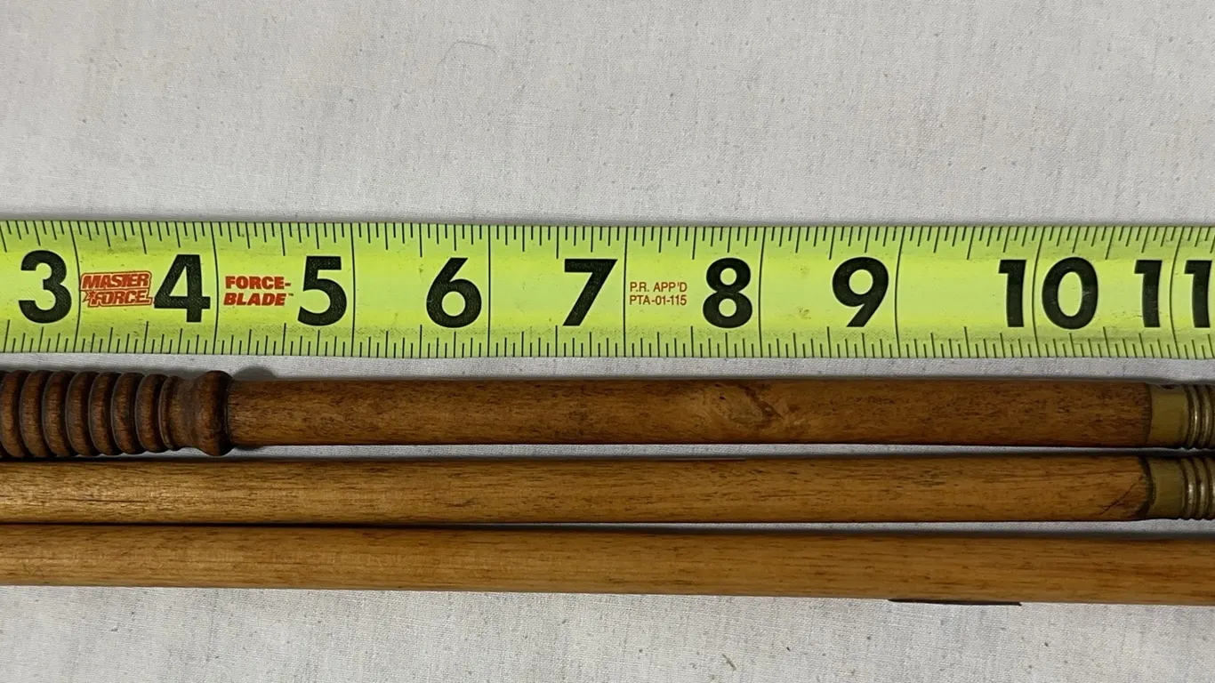 Vintage 3-piece wooden cleaning rod with brass fittings