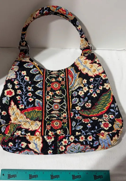 Vera Bradley quilted black cotton shoulder bag