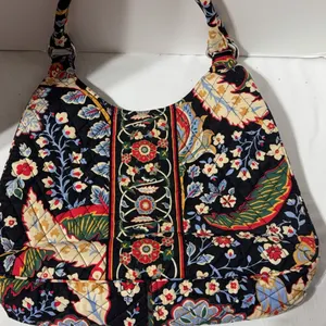 Vera Bradley quilted black cotton shoulder bag