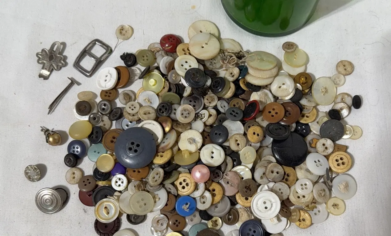 Jar of vintage buttons