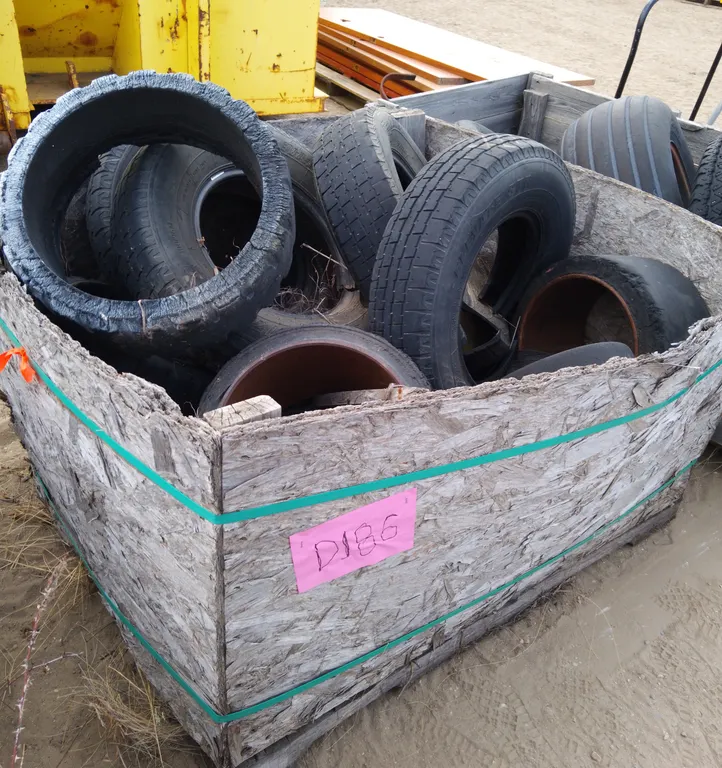 Partial Tires significant weathering, dry rot, cracking, and outdoor storage damage
