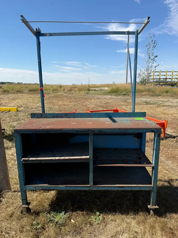Blue Work Bench with white board mount