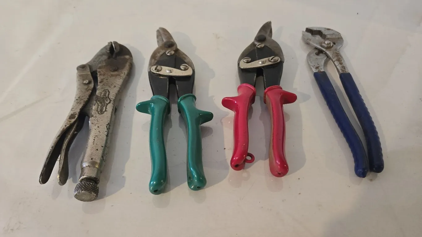 Tin Snips, vise grips & pliers