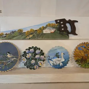 Painted Saw Blades & Handsaw