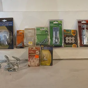 House hardware - eye hooks, safety hasp, felt pads, tool hangers, etc.