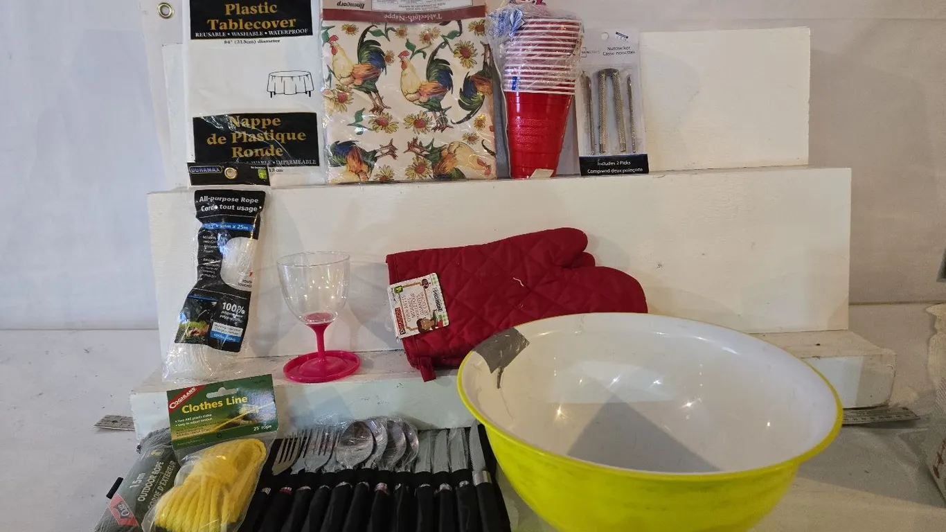 Oven mitts, cups, kitchen supplies, etc.