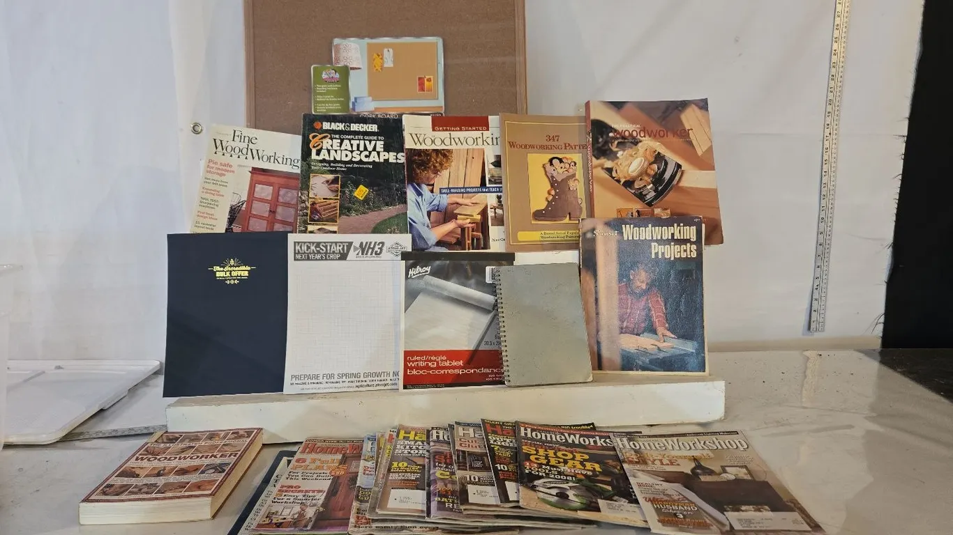 Woodworking Books, Cork Board & misc.