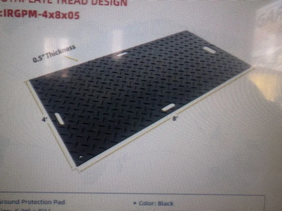 15 - NEW 4' x 8' black ground protection mat, 1/2" thick, high density polyethylene (HDPE), see lot details