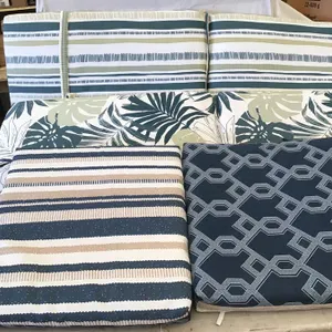 Chair cushions, reversible, 2 @ approx 18” x 18”, 2 @ approx 43” x 19”, 18” seat, 26” back