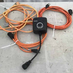 Extension cords, approx 15’, 10’, 10’, timer
