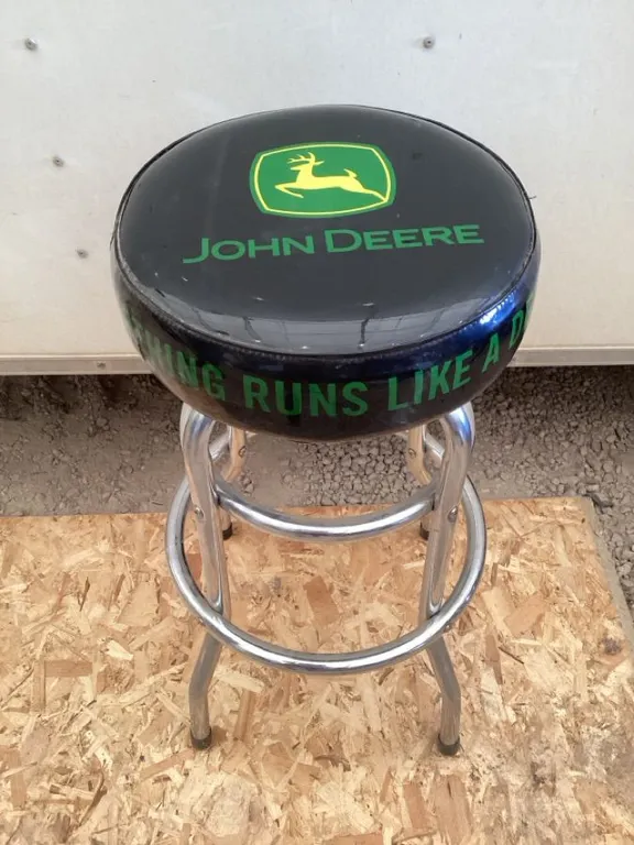 John Deere stool, approximately 12" diameter x 28" high