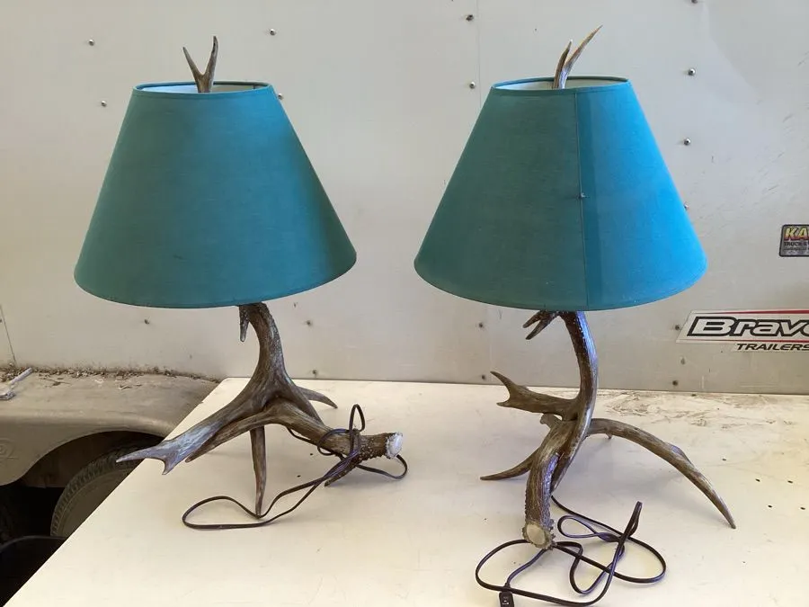 Deer antler lamps, approx 30” high