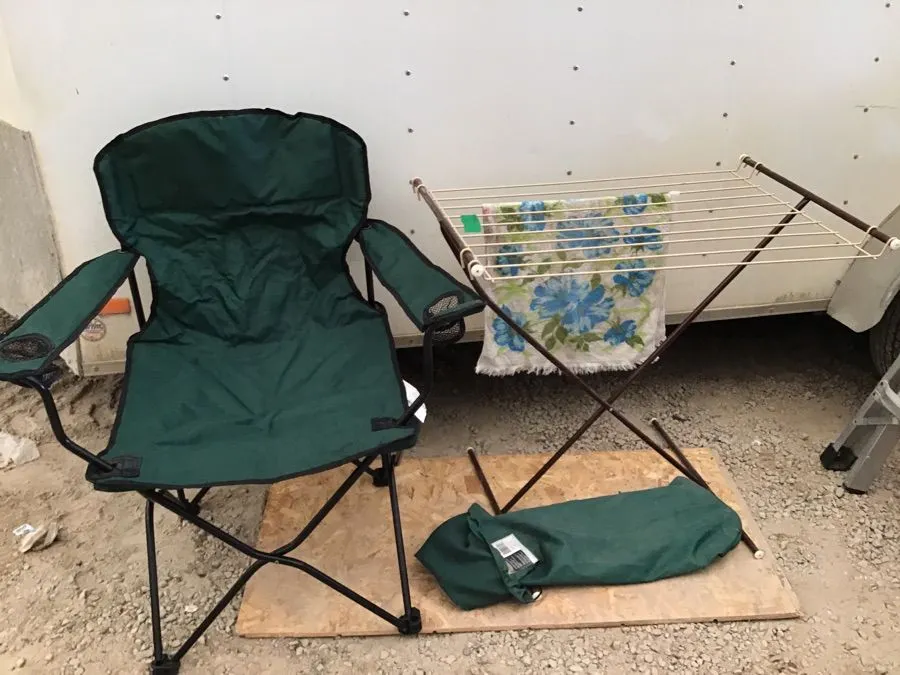 Oversized camping chair, drying rack, 34“ x 24“ x 32“ high, towel NOT included