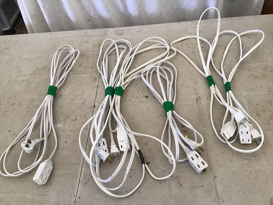 Indoor ext cords, 6', 6', 8', 12', 12', 12' flat