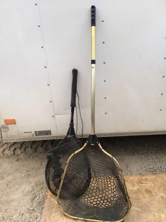 Fishing nets, extendable handles, small and larger mesh sizes