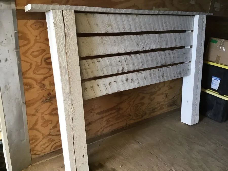 Homemade rustic queen headboard, heavy duty, overall width 76” x 51” high, 6” x 6” posts