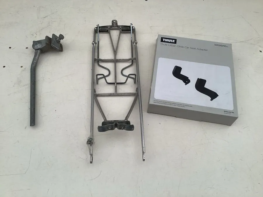Car seat adapters, bike rack, kickstand