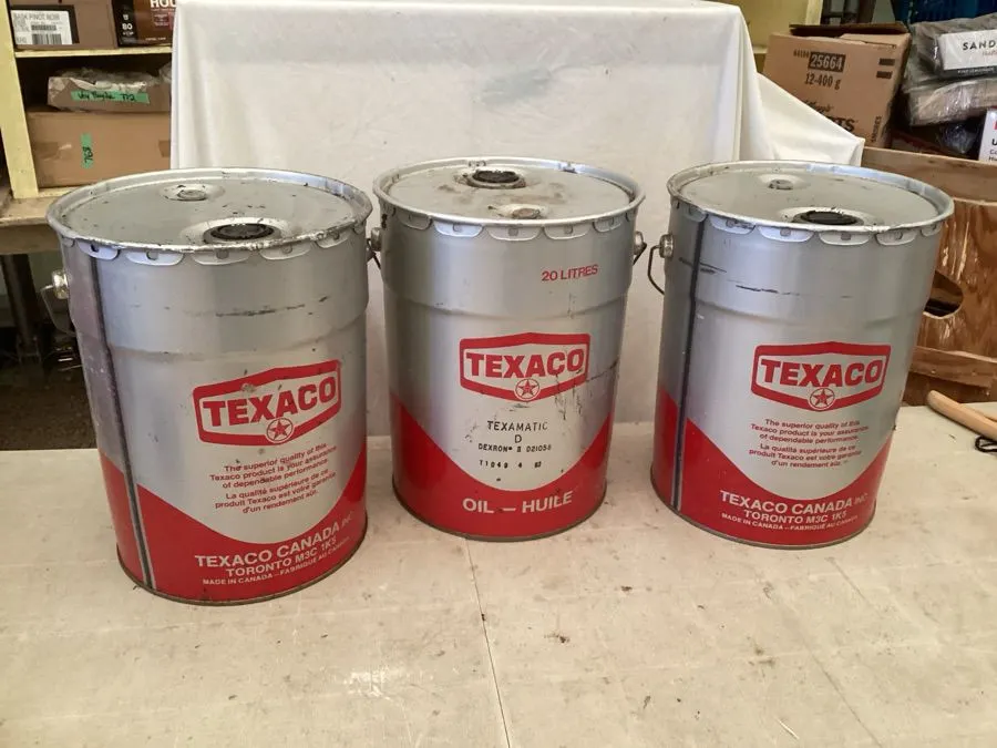 3 metal Texaco pails, 20L