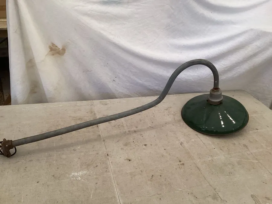Vintage enamel yard light, shade 12" dia