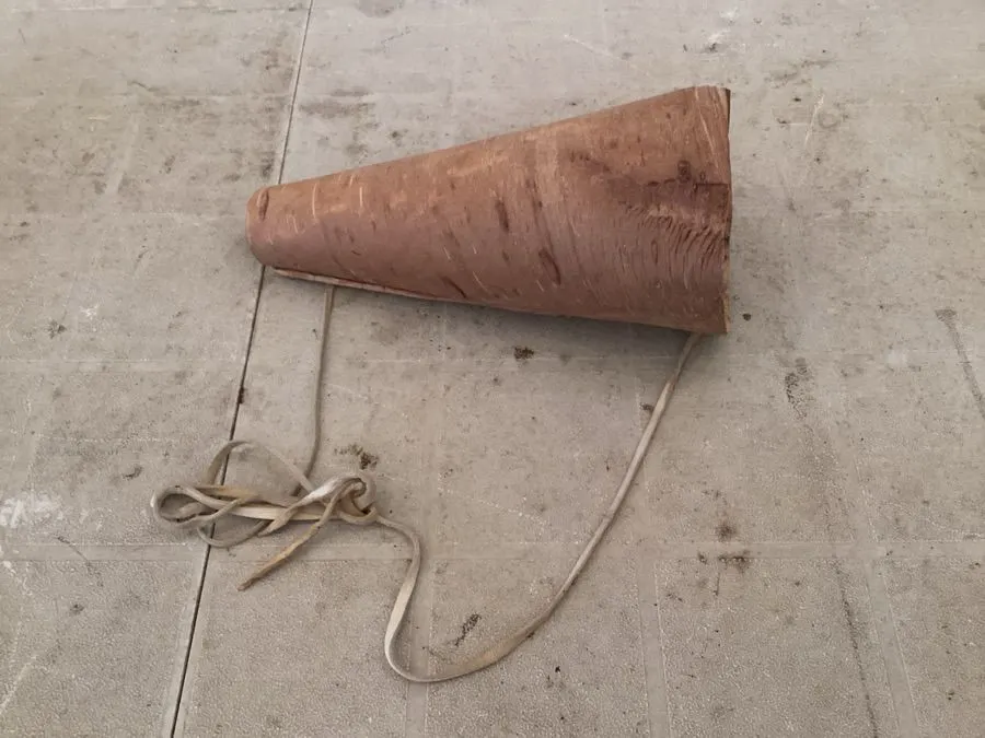 Birch bark horn, 11” long