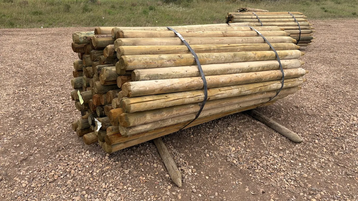 (95) Unused Treated 4-1/4" x 8' Dowel Posts