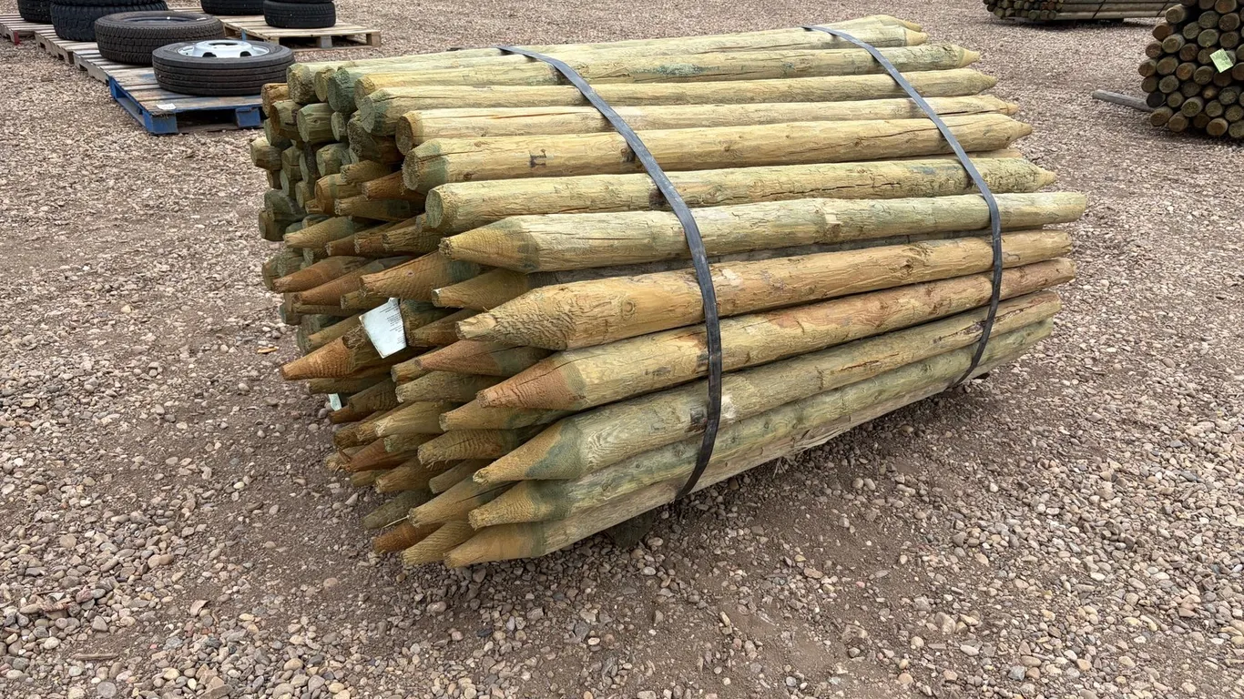 (115) Unused Treated 3"-4" x 6' Posts