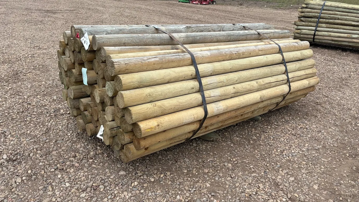 (90) Unused Treated 4" x 8' Dowel Posts