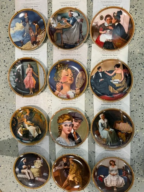 12 Plate Set of Norman Rockwell's Rediscovered Women