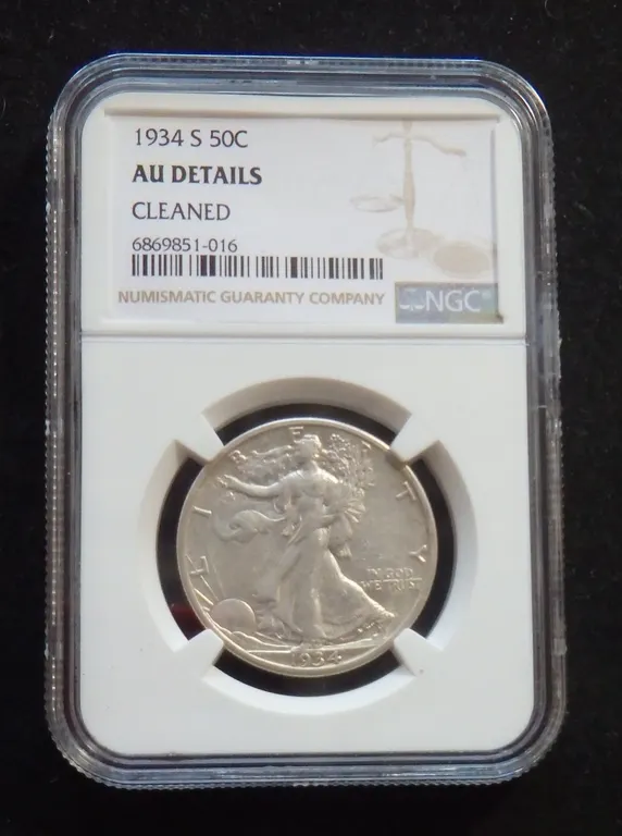 1934S WALKING LIBERTY HALF DOLLAR - NGC GRADED AU DETAILS