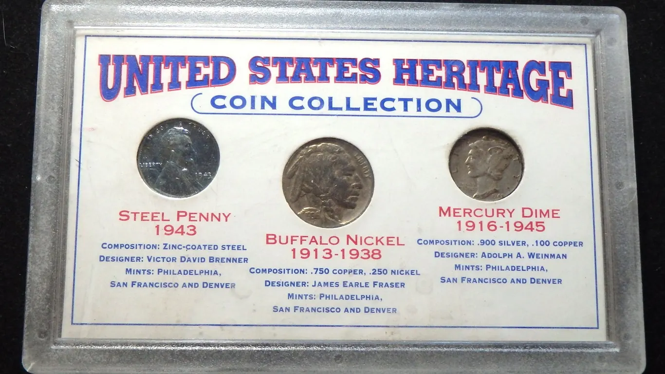 US HERITAGE COIN COLLECTION (MERCURY DIME, BUFFALO NICKEL AND STEEL CENT)