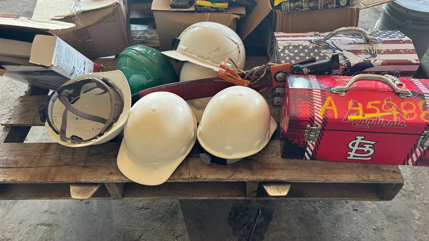 TOOL BOXES, HARD HATS, FAN SOLAR LIGHTS