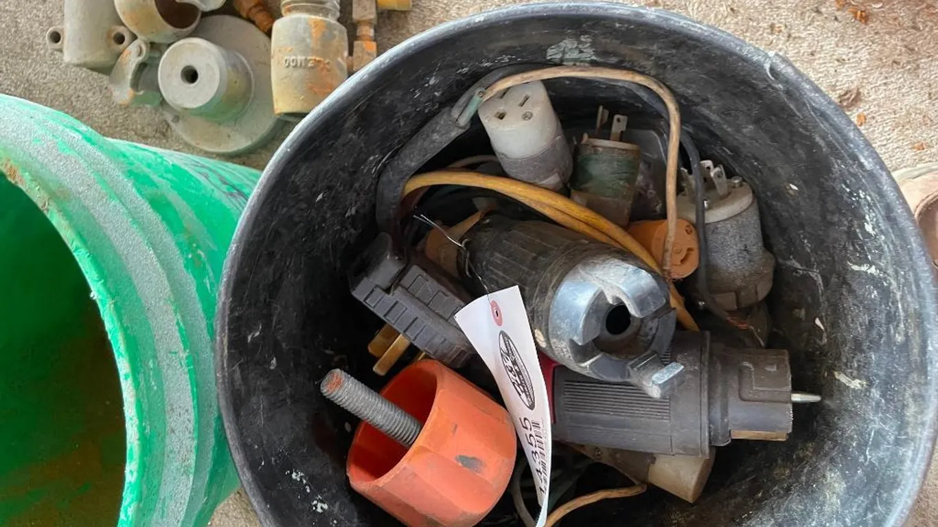 Bucket of Misc Electrical Plugs