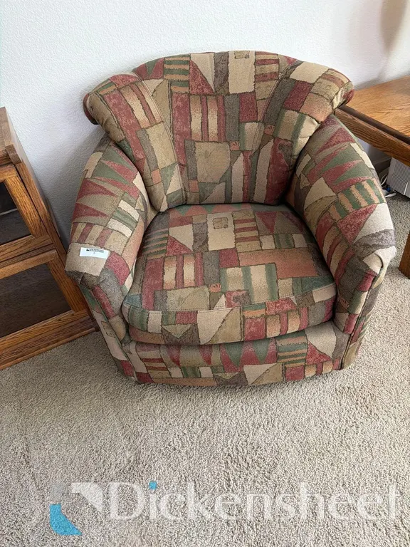 PATTERNED CLAM BACK MATCHING CHAIRS LOT, QTY (2)