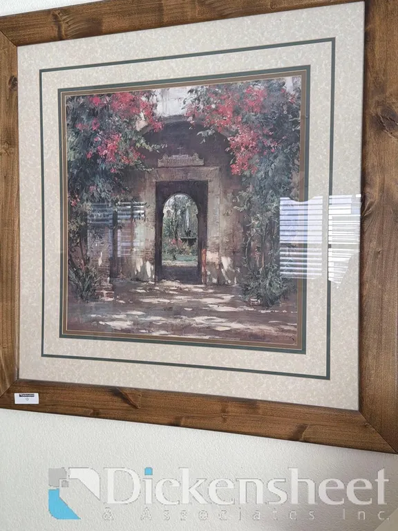 FRAMED ARTWORK OF FLOWERED DOOR WAY