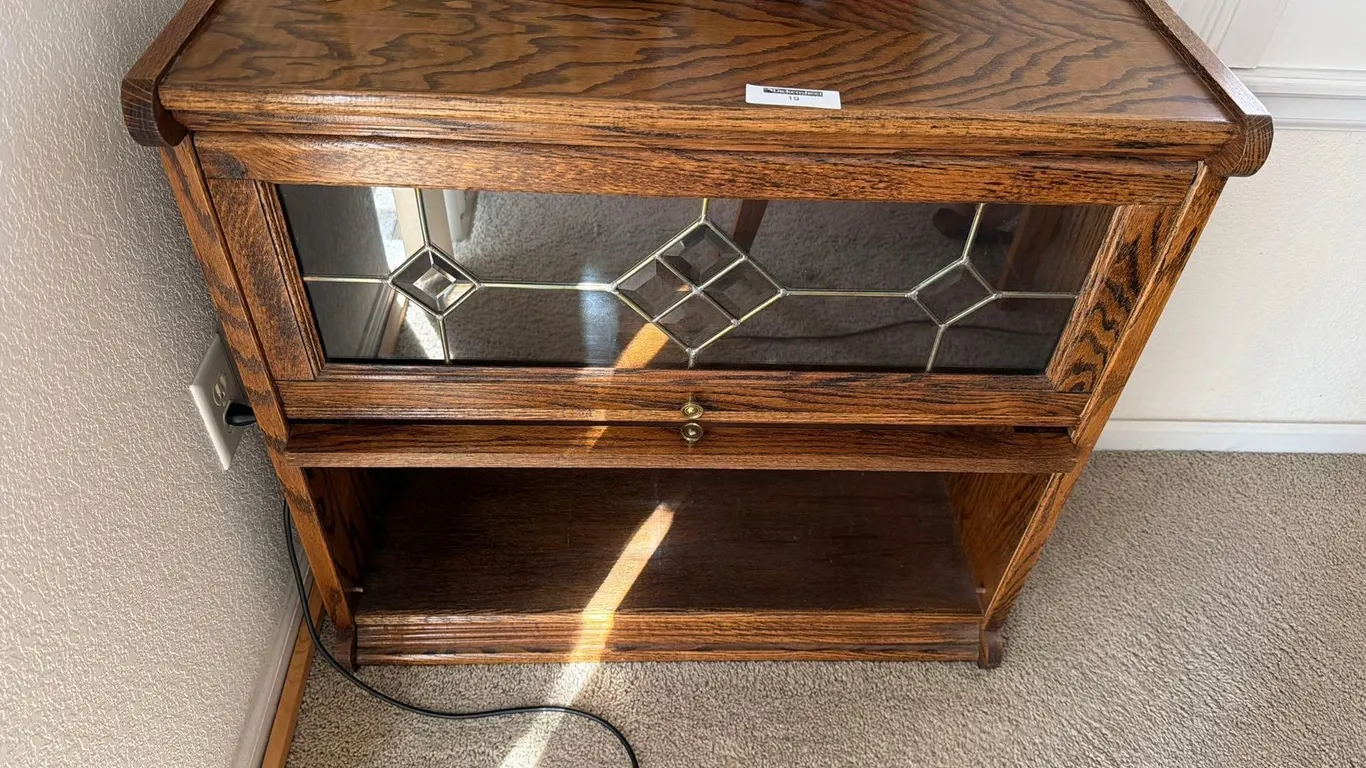 TWO TIER GLASS DOOR BARRISTER STYLE BOOK CASE
