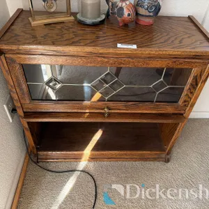 TWO TIER GLASS DOOR BARRISTER STYLE BOOK CASE