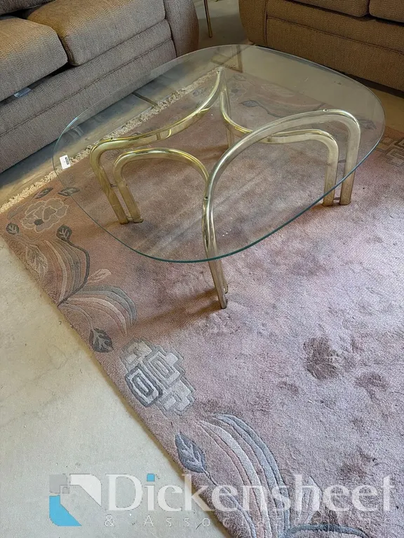 (2) BRASS & GLASS COFFEE TABLES