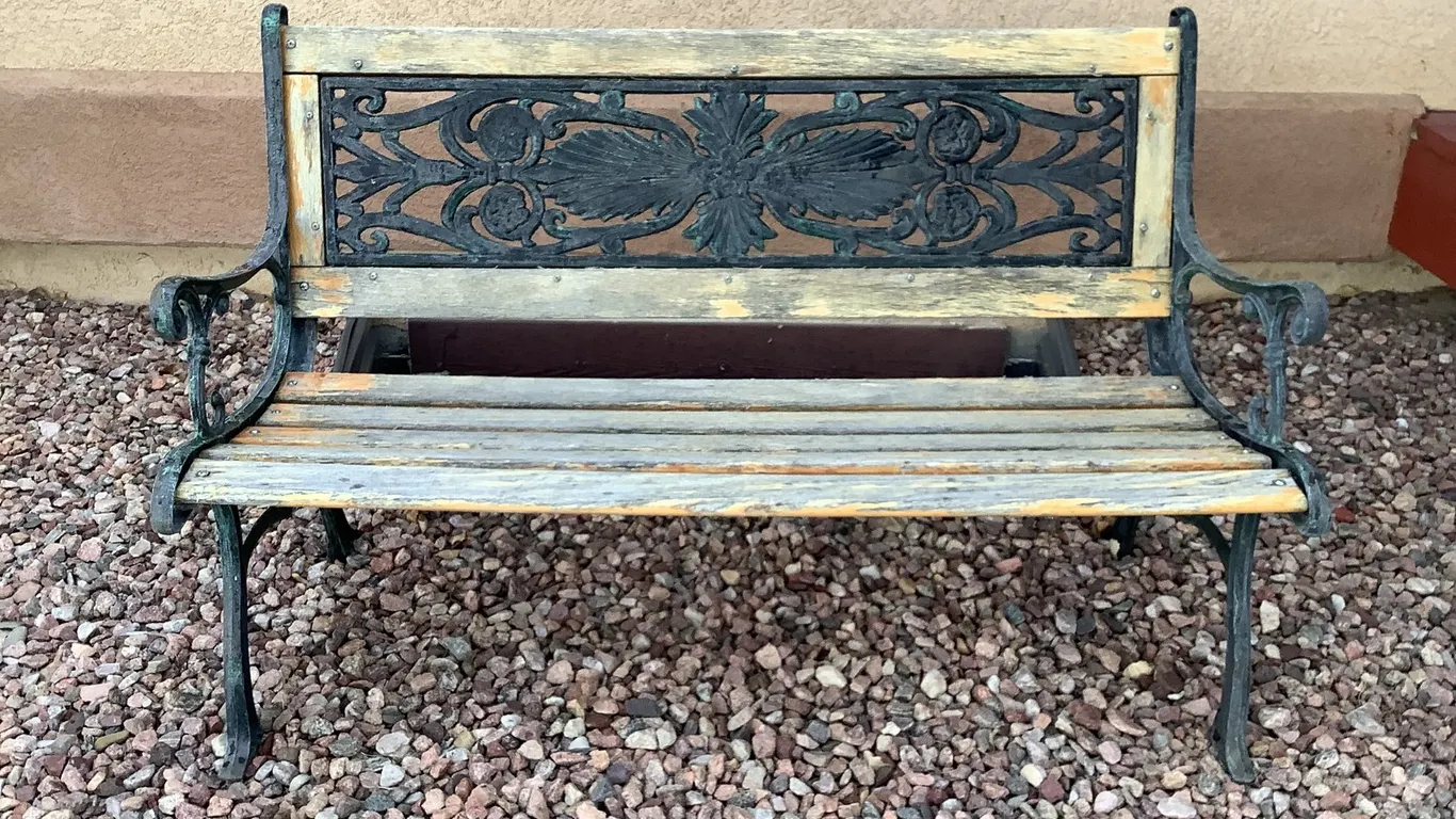 Metal and Wood Bench