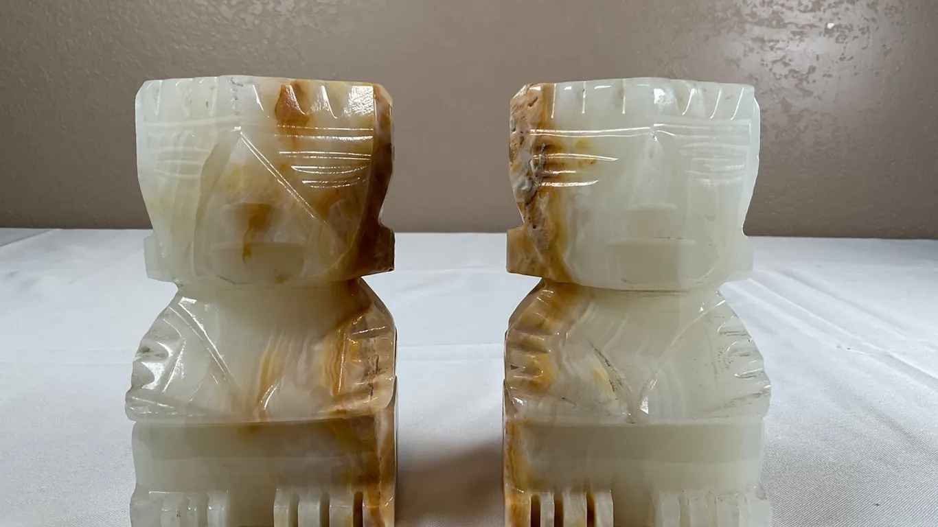 Mexican Onyx Aztec Bookends