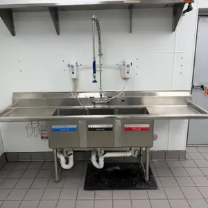 Advance Tabco 3-Compartment Stainless Steel Commercial Sink with Dual Drainboards & Pre-Rinse Faucet