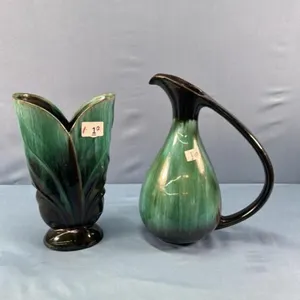 BLUE MOUNTAIN POTTERY VASE AND PITCHER