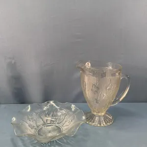 IRIS 9IN TALL PITCHER AND AN IRIS 9IN WIDE BOWL