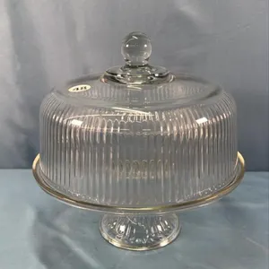 GLASS 11IN WIDE PEDISTAL CAKE STAND