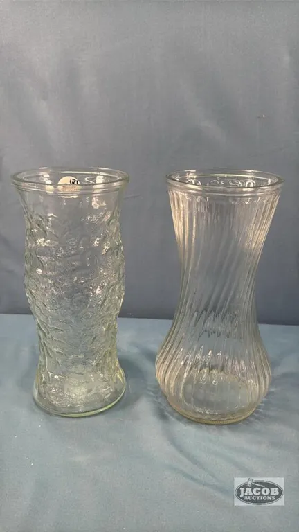 (2) GLASS 10IN TALL VASES