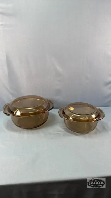 (2) ARCOPAL CASSEROLE DISHES WITH LIDS