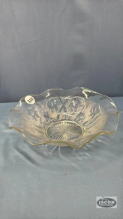 9.5IN FLUTED IRIS GLASS BOWL