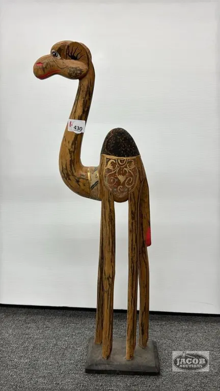 31IN TALL WOODEN CAMEL FIGURE