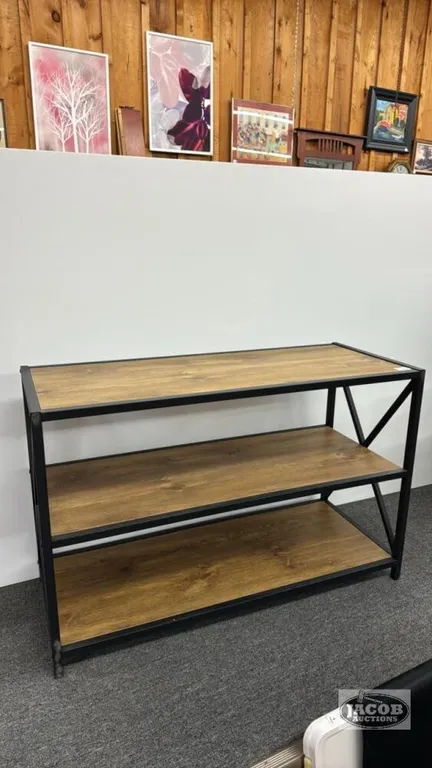 METAL AND WOOD (3) SHELF STAND